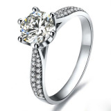 工厂单 18K白金钻石戒指 群镶六爪 戒托 个性定制 结婚女戒 特价
