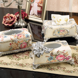 欧式树脂纸巾盒雕花玫瑰时尚创意抽纸盒高档奢华家居饰品客厅摆件