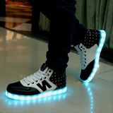 冬季男女高帮鞋充电LED灯发光鞋保暖鞋荧光鞋夜光鞋情侣鞋闪光鞋