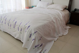 外贸纯棉全棉紫色绣花床单三件套单件白色双人1.5 1.8m薰衣草床品