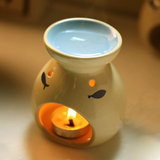 zakka杂货日式和风手绘陶瓷可爱小鱼印花香薰炉 治愈烛台精油炉