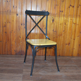 美式乡村铁艺实木餐椅铁木椅复古电脑靠背椅休闲椅咖啡厅金属椅子