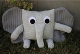 毛线编织钩针玩偶图解 做法 可爱大耳朵灰色小象靠垫抱枕 中文