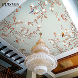 蕊西中式天棚墙纸 花鸟客厅玄关走廊屋顶壁纸 吊顶棚装修定制壁画