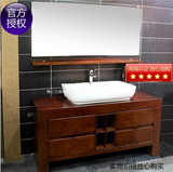 欧式美式简约卫浴橡木实木浴室柜落地组合台上盆洗手台洗脸盆镜柜