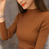 秋冬新款韩版短款半高领毛衣打底衫女长袖套头加厚修身显瘦针织衫