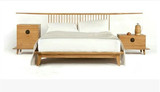 梳背家具梳背床现代实木床定做设计师家具榆木现代双人床靠背床