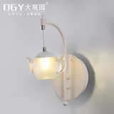 现代简约led壁灯创意个性客厅卧室走廊过道灯具 水晶茶壶墙壁灯饰