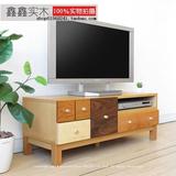 定制 日式双色白橡木纯实木电视柜北欧宜家小户型客厅家具地柜