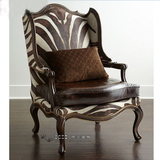 美式新古典椅子欧式椅子休闲椅洽谈椅实木椅子单人椅沙发椅