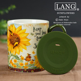 包邮！美国LANG大容量马克杯咖啡杯茶杯 田园风杯子陶瓷杯带盖