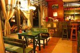 地中海复古做旧实木桌椅 绿色咖啡桌餐桌田园娱乐实木家具可定做