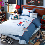 小男孩子全棉床上用品儿童卡通纯棉四件套刺绣床单被套单人床被罩