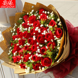 红玫瑰花束送女友表白生日鲜花速递北京上海广州花店同城送花上门