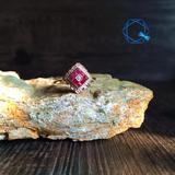 【泠语·古韵】9k金镶嵌天然红宝石钻石古董戒指
