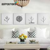23'POSTeRS北欧风格装饰画客厅沙发创意挂画黑白组合壁画四季变化