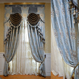 新款高档欧式浮雕涤棉提花窗帘布丝绒窗纱成品卧室窗帘定制客厅