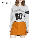 MO&Co.罗纹圆领套头珠片数字休闲时髦T恤MK161TST11 moco