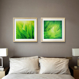 绿色装饰画卧室壁画床头背景墙现代简约客厅艺术三联画温馨挂画