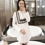2016春秋新款学院风少女中长款长袖复古衬衫韩版学生显瘦白衬衣女