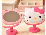 韩版凯蒂猫女学生可爱台式塑料旋转宿舍镜子办公室公主化妆高清镜