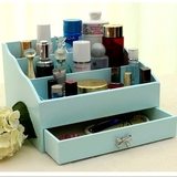 木质化妆品收纳盒 创意桌面大容量收纳盒 多功能整理盒美至 新品