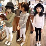 MIKA童装 2016春装韩版女童基础款螺纹棉高弹力纯棉长袖T恤打底衫