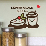 咖啡和蛋糕 咖啡甜品店玻璃橱窗贴 厨房餐厅瓷砖冰箱墙贴纸a2049