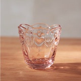 有爱的杯子 桃心水滴花瓣形 浮雕玻璃咖啡杯 水杯  zakka 饮料杯