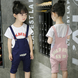 童装女童套装夏2016新款5儿童衣服韩版3岁宝宝短袖背带裤两件套潮