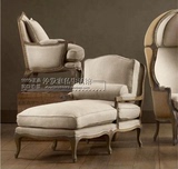 新古典卧室沙发椅躺椅欧式贵妃椅实木布艺阳台美人榻美式新太妃椅