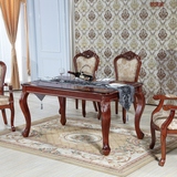 欧式新款8人餐桌椅组合实木橡木雕花长方形桌子美式特价整套包邮