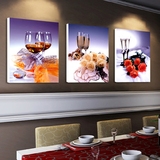 现代餐厅装饰画客厅壁画背景墙画饭厅挂画冰晶玻璃无框画玫瑰酒杯