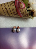 韩国进口时尚优雅玫瑰花天然珍珠耳钉 纯银镀14K金