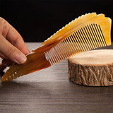 正品纯天然牛角梳手工精雕白牦牛角梳子圆齿生发精品梳比木梳好