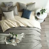 床上纯棉四件套全棉简约纯色床单被套1.5米1.8床笠三件套2.0m双人