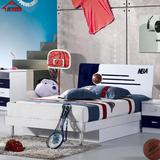 儿童床板式床抽屉床储物空间床1.2米1.5米男孩床NBA篮球风格kl801