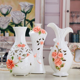 景德镇陶瓷器 镂空花瓶高档欧式花瓶 家居装饰工艺品摆设件礼品瓷