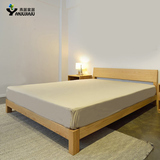 简约全橡木实木床日式北欧宜家风格原木色1.5 1.8米双人床橡木床