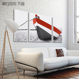 天画现代简约装饰画有框客厅沙发背景墙壁画墙画挂画三联红灰船