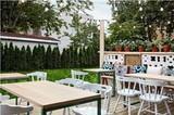 田园现代简易小清晰餐桌 休闲馆咖啡屋桌 铁艺实木长桌子绿色蓝色