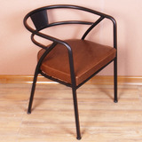 欧美田园餐椅做旧咖啡厅办公室铁艺椅皮垫椅复古休闲椅电脑椅特价