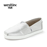Westlink/西遇2016春季新款 圆头低帮帆布鞋一脚蹬玛丽鞋平底女鞋