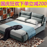 布艺床 双人床1.8米1.5布床小户型北欧床现代储物软床婚床可拆洗