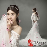 新款韩版礼服白纱影楼主题服装复古写真 一字肩蕾丝鱼尾婚纱礼服