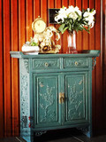 鞋柜玄关柜储物柜新中式古典现代彩漆彩绘仿古做旧出口家具实木
