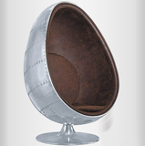 促销太空铝皮蛋壳椅玻璃钢内胆柳钉铝壳金属椅子太空尖球椅蛋形椅