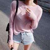 ROSE韩国代购女装正品2016夏装新款 前短后长轻薄柔软面料长袖T恤