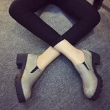 韩版2016女靴新款高跟鞋短筒短靴女粗跟圆头马丁靴夏季女鞋潮单靴