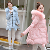 2016冬装新款女装韩版中长款棉衣时尚修身显瘦连帽羽绒棉服外套潮